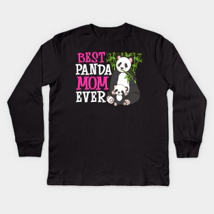 Cute Best Panda Mom Ever Adorable Panda Family Kids Long Sleeve T-Shirt